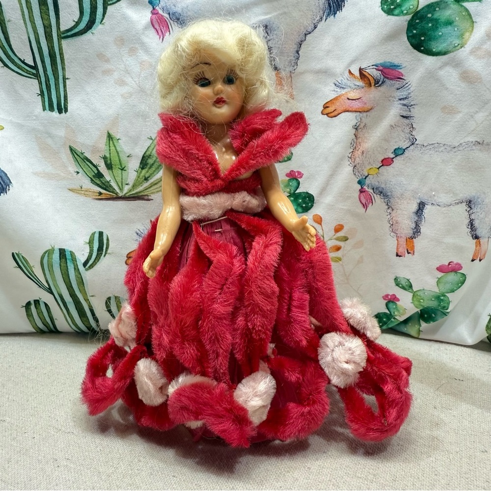 Vintage Doll with Red and Pink Dress